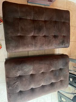 Two Brown Tufted Sofa Cushions Set