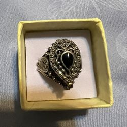 ónix negro de plata anillo 