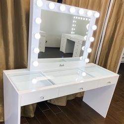 Makeup Vanity Glass Top With Mirror / includes delivery and assembly 