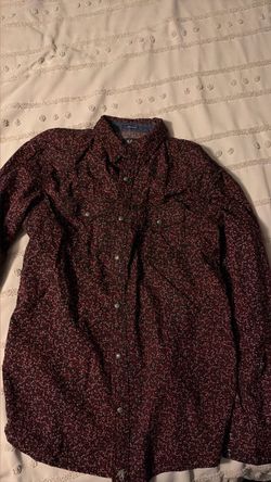 Men's Floral Snap Button Long Sleeve Shirt, Small