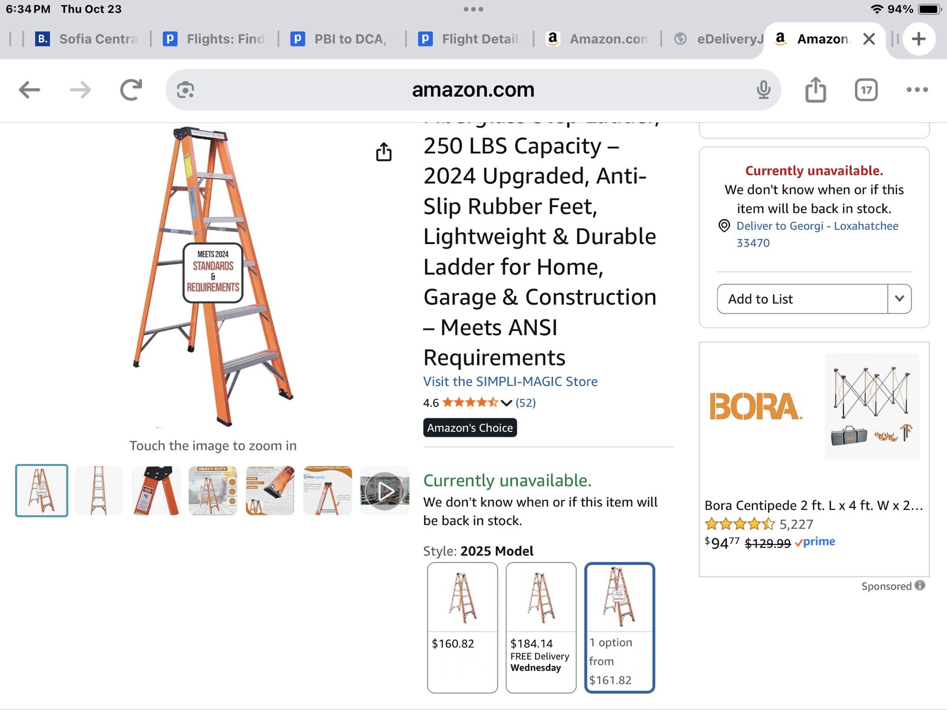 SIMPLI-MAGIC 6-Foot Fiberglass Step Ladder, 250 LBS Capacity – 2024 Upgraded, Anti-Slip Rubber Feet, Lightweight & Durable Ladder for Home, Garage & C