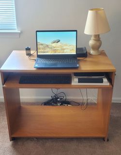 Wood Computer Desk on Wheels