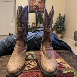 Ostrich Man Boots Size US 8 Mex 27