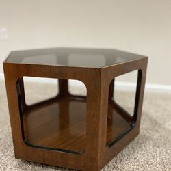 Glass Top Hexagon Shaped Coffee Table