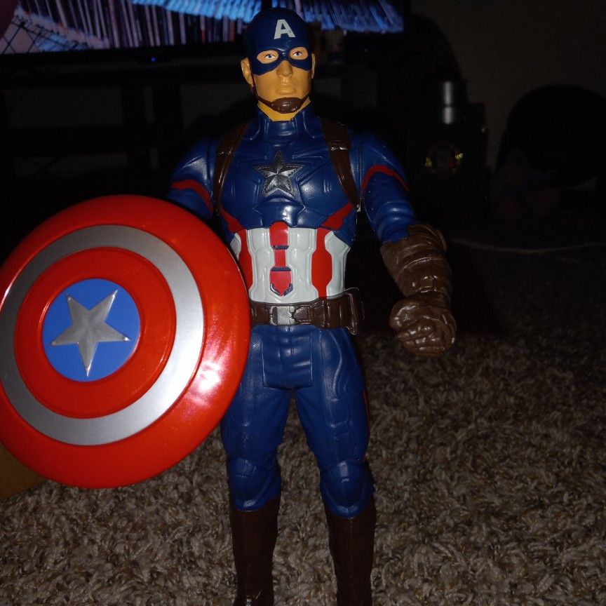 Marvel Captain America 12” Talking Action Figure Sounds Civil War Hasbro 2015 He Say Different  Phases. 