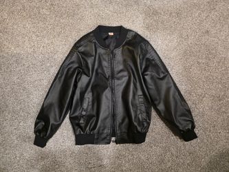 Boys zip up faux leather jacket