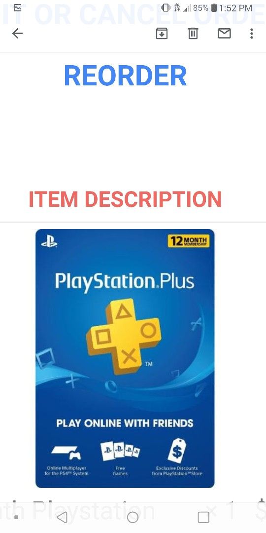 Playstation Gaming Playstation Plus Card Month Digital Code