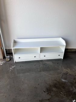 White Wood Storage Bench with Drawers