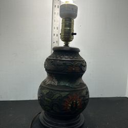 Antique Oriental Gilt Enamel Victorian Drawing Room Bronze Lamp #Gl