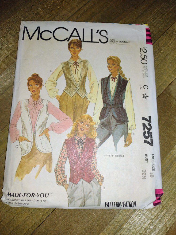Rare Find Vintage Pattern  McCall 7257