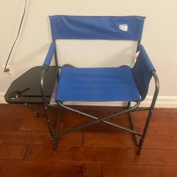 Glacier’s Edge Metolius 2 Director Chair Blue Fold Out Table Camping NEW WITH TAG