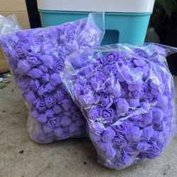 2 Big Bags Of Purple Foam Flowers 