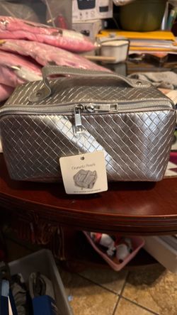 Cosmetic Bag for Women Zipper Pouch for Makeup, Travel Cosmetic Organizer Travel bags-PU Sliver