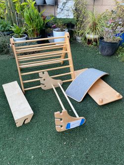 5-in-1 Wooden Pikler Triangle Set & Montessori Climbing Jungle