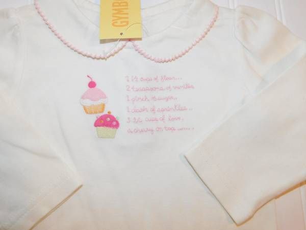NWT Vtg Gymboree 2005 Girls Onesie 12-18 Month Cupcake Recipe Bodysuit