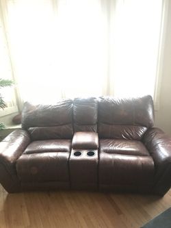 Double Electric Leather Recliner Couch