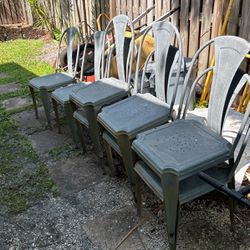 Set Of Eight Matching Metal Chairs