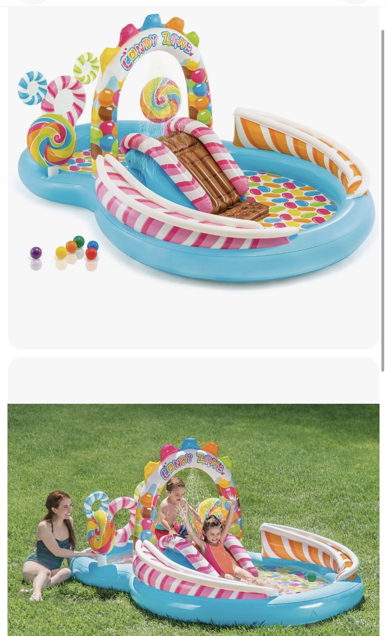 Kids Inflatable Candy Zone Play Center Splash Pool New: Open Box 