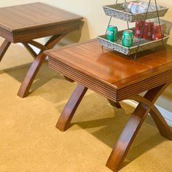 End Tables Solid Wood 2 End Tables MCM Vintage