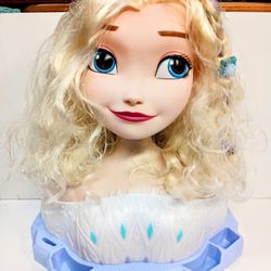 Disney Frozen Elsa Styling Head Toy Blonde Hair Accessories Girls Play Set 12"