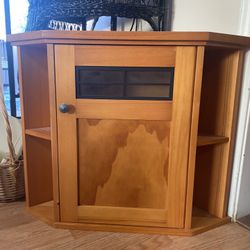 2 Wood Vintage Corner Cabinets