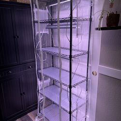 Indoor Greenhouse with Grow Light, DIY Plant Shelf with Cover, 6 Tier Plant Stand, 5 Pack 150W Full Spectrum Grow Lights with 3 Color Mode For Indoor 