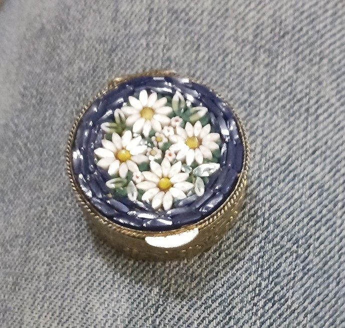 Italian Micro Mosaic Pin Pill Box