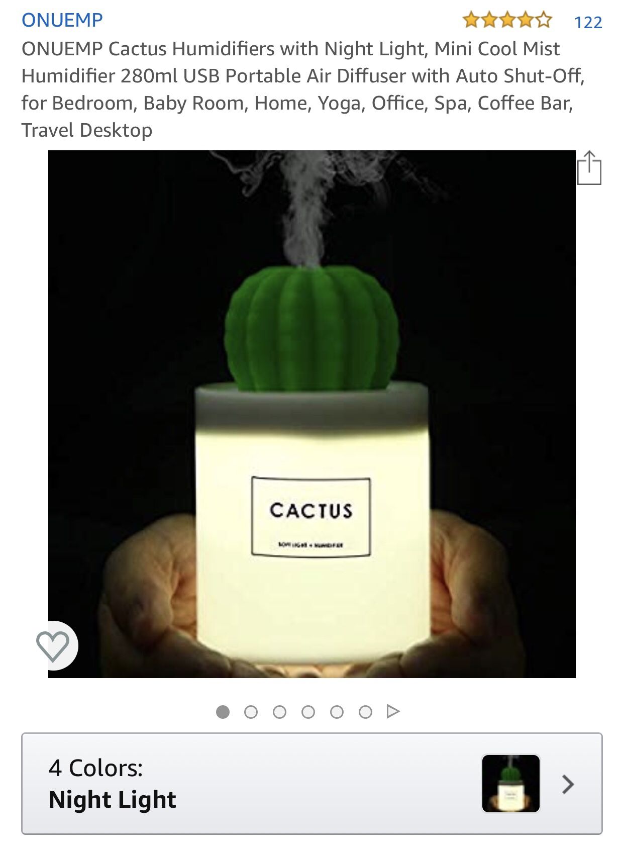 Brand new cactus humidifier with night light 280ml USB portable air diffuser