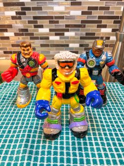 trio of vintage Fisher-Price Rescue Heroes action figures from 1990s & 2000s
