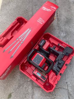 Milwaukee M18 1000 ft. Green Interior Rotary Laser Level Kit w/ Battery Remote / Receiver Wall Mount Bracket Tripod & Receiver Clamp  $1350