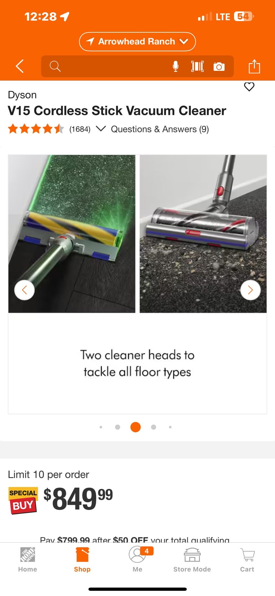 Dyson V15 Cordless Stick Vacuum Cleaner