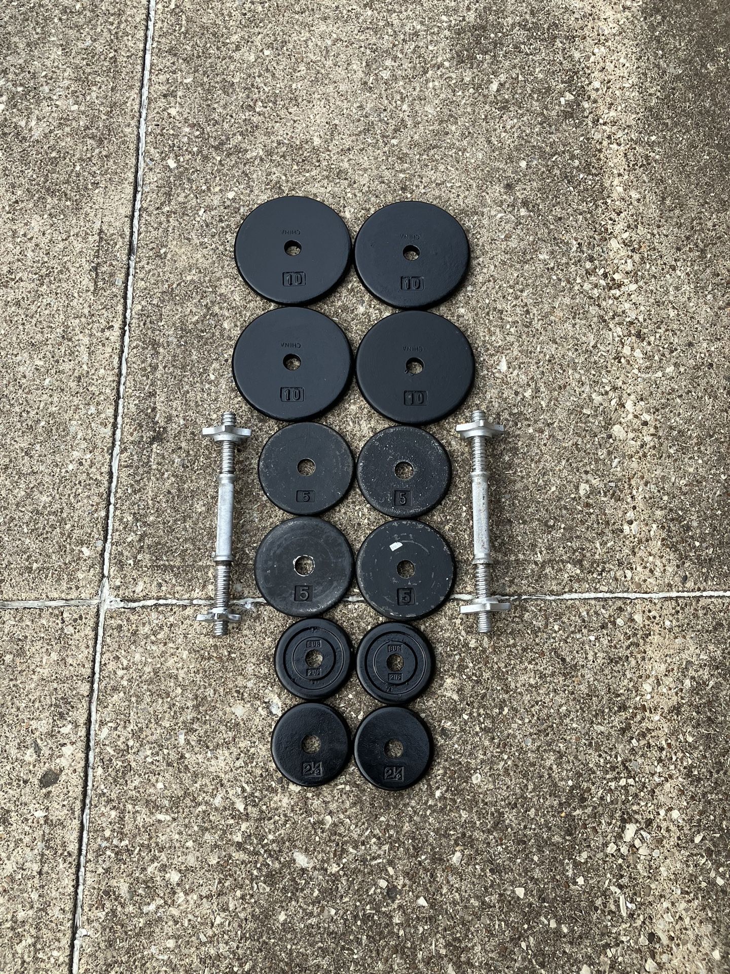 70lbs + 2x adjustable Standard 1” handles dumbbell Weight plate set dumbbells weights plates lb Ibs
