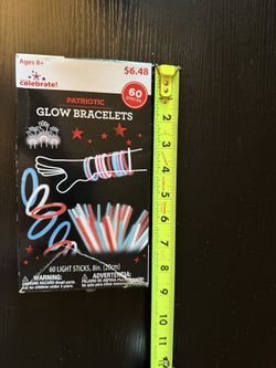 60 Patriotic Glow Bracelet Sticks + Connectors — Unused