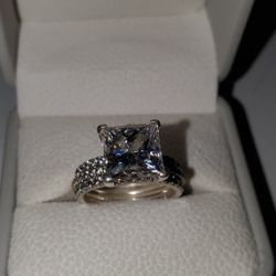 Princess Cut Moissanite Diamond Ring Set