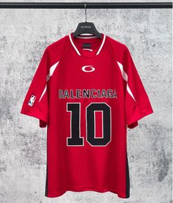 BALENCIAGA NBA COLLAB JERSEY, RED BLACK AND WHITE