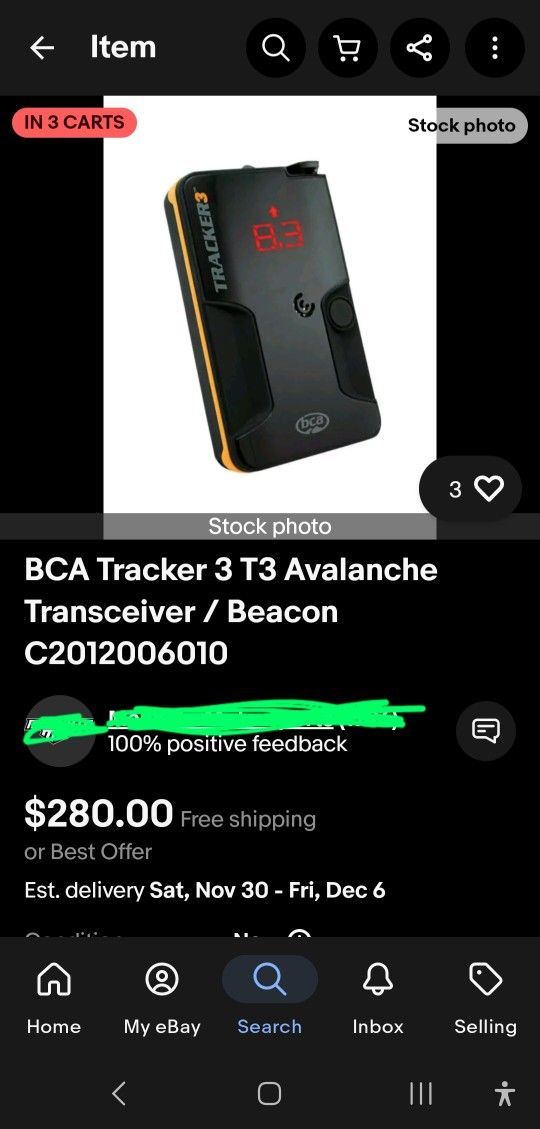 BCA Tracker 3 Avalanche Transceiver/Beacon (W/ Carrying Case)
