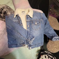 Girls Sherpa Blue Jean Old Navy Jacket Sz 14/16