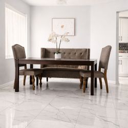 Solid Wood Expandable Dining Table Set – Seats 8