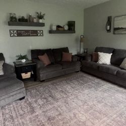Ashley 4 Pc. Living Room Set Sofa Loveseat Oversized Chair Ottoman Grey 