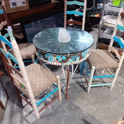 Table And Chairs Art Deco Mettal Table Base Wood Chairs 