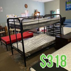 Twin Metal Bunk Bed With Mattresses Included 