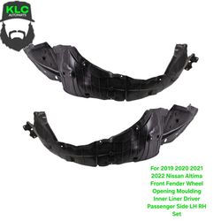 For 2019 2020 2021 2022 Nissan Altima Front Fender Wheel Opening Moulding Inner Liner Driver Passenger Side LH RH Set