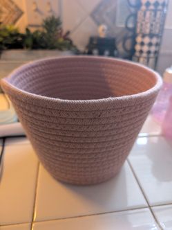 Pink Woven Rope Storage Basket