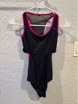 Mariia Petite Adult Dance Leotard Black with Pink Trim