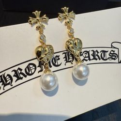 Chrome Hearts x Mikimoto Collaboration Pearl Earrings