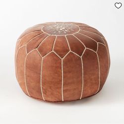 Moroccan Leather Puffs - Set of 2