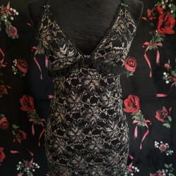 black lace floral slip top