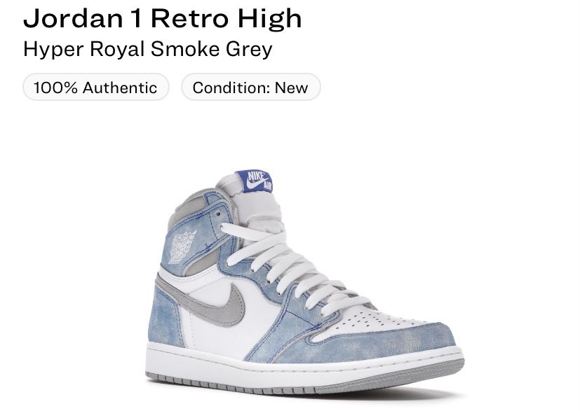 Nike Air Jordan One Hyper Royals All Sizes Deadstock Buy Now