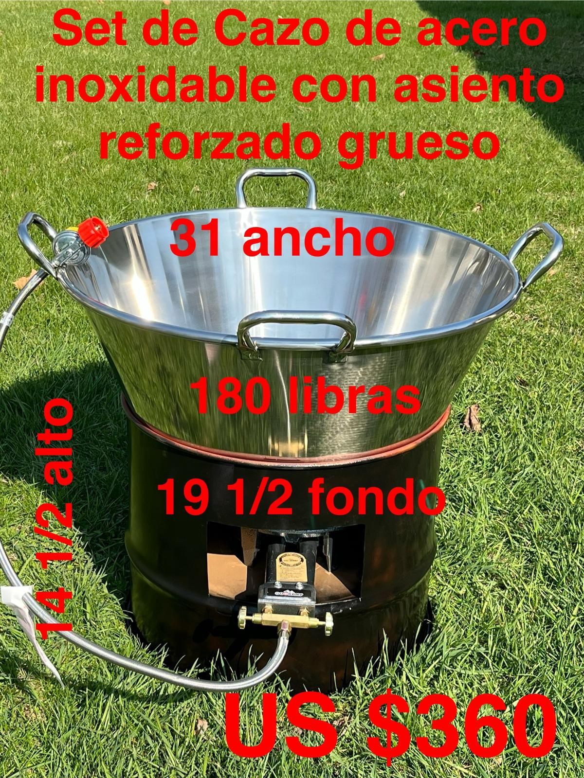 Set De Cazo Chicharronero Grande Con Asiento Reforzado Grueso