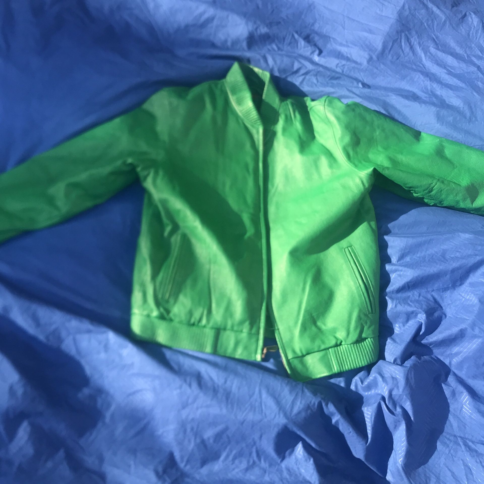 Leather bomber jacket